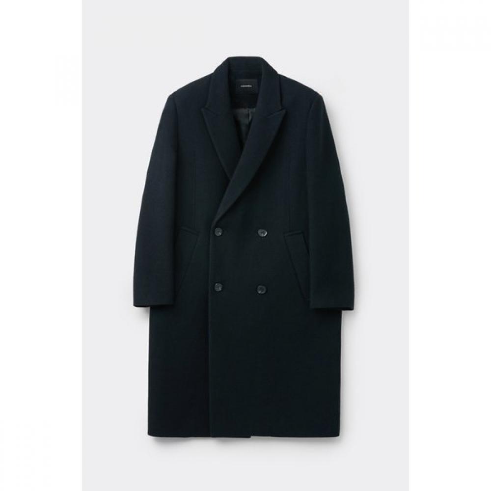 Customellow Navy Half Double Breasted Coat Cwcaw25711nyd S