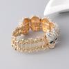 Punk Skull Rhinestone Bracelet Gold Tone Bone Chain Cuff Halloween Hip Hop Unisex Fashion Accessory