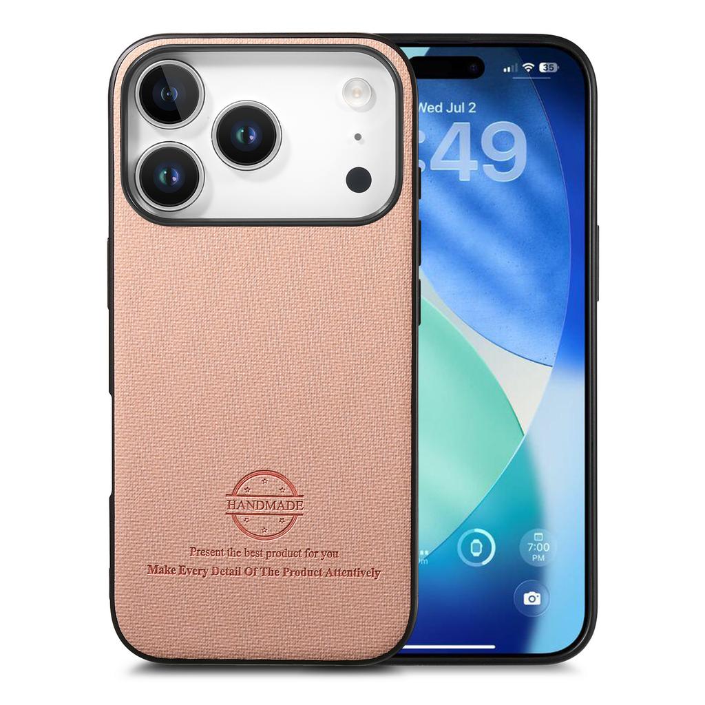Kožený zadní kryt na telefon pro iPhone 17 Pro s textilní texturou
