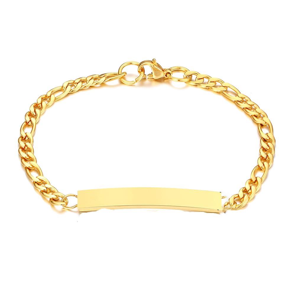

Stainless Steel Plate Bracelet Chain Gold Silver Black Pink Gold Hypoallergenic Stylish Gift Spring Summer Autumn Winter Christmas Width 4mm