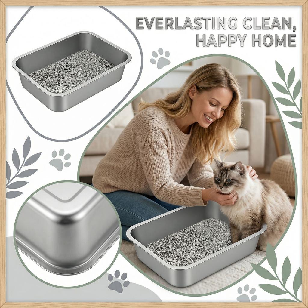 Open Ended Stainless Cats Litter Box