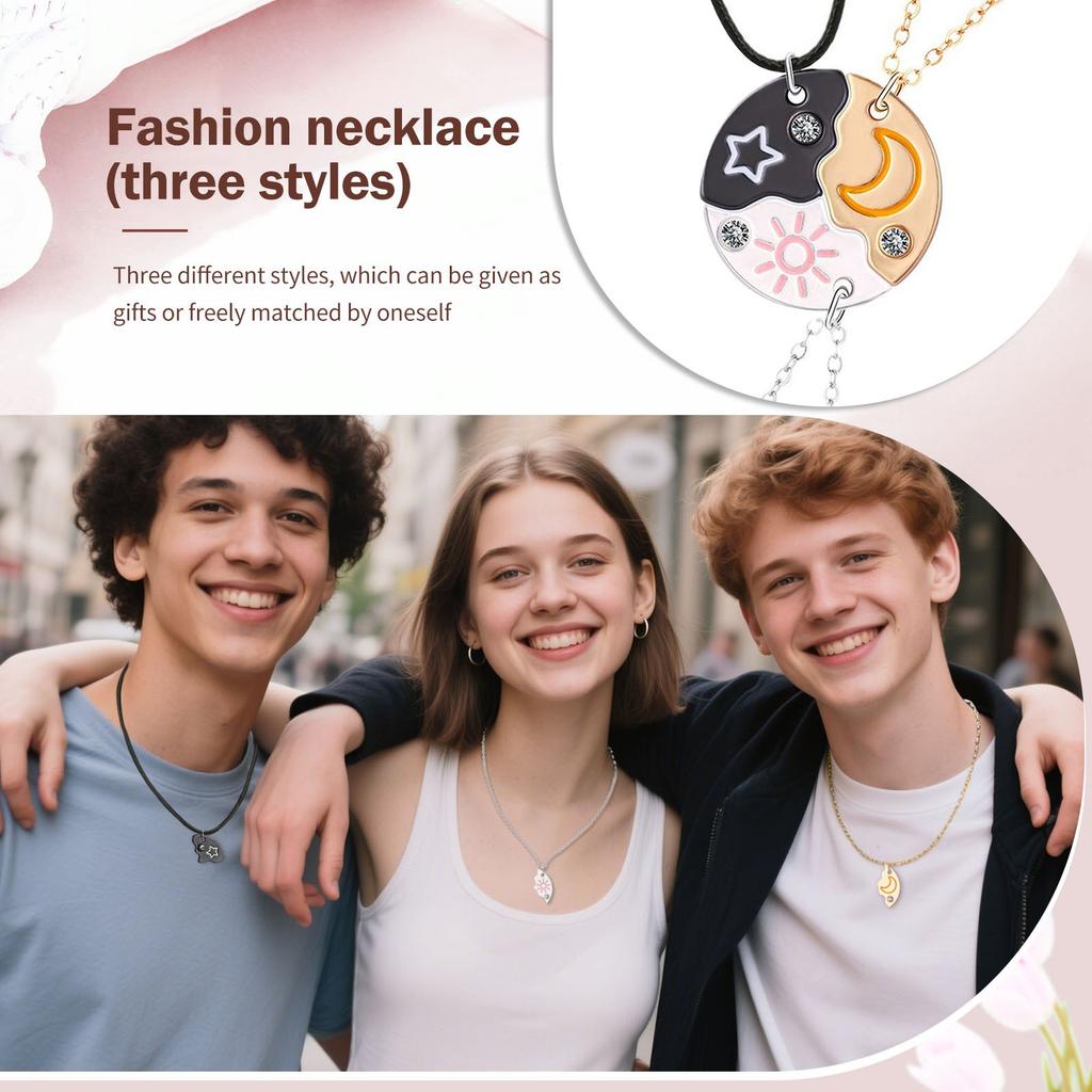 Sun, Star, Moon Magnetic Friendship Necklace