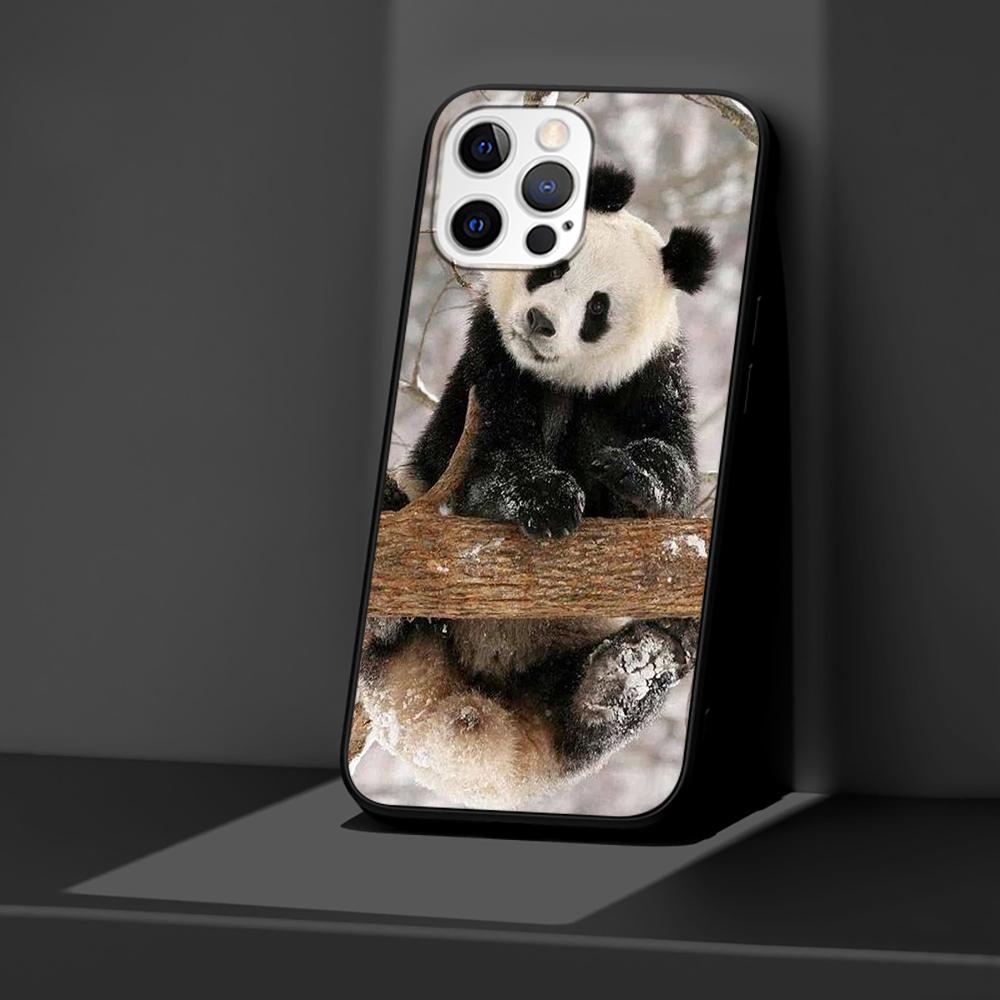 Chinesische Bär Panda Hülle für Apple iPhone 14 11 13 12 Pro Max XR 7 8 + SE 2020 XS 6 6s Plus 5 5s Schwarz Silikon Handyhülle Coque