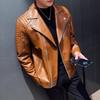 Motorcycle Suit Men's Trendy Brand Loose Fitting High-end PU Leather Jacket Autumn High Street Trend Casual Ruffian Handsome Lapel Jacket