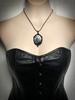 Gothic Bat Cemetery Charm Necklace For Women Man Fashion Witch Jewelry Accessories Gift Cemetery Glass Pendant Rope Chain Choker