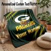 Green Bay Packers Custom Flannel Throw Blanket Print Your Name Text Soft Warm Blanket Holiday Present