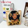 Cotton Canvas Tote Bag Female Large Capacity With Drawstring Closure For Travel And Shopping