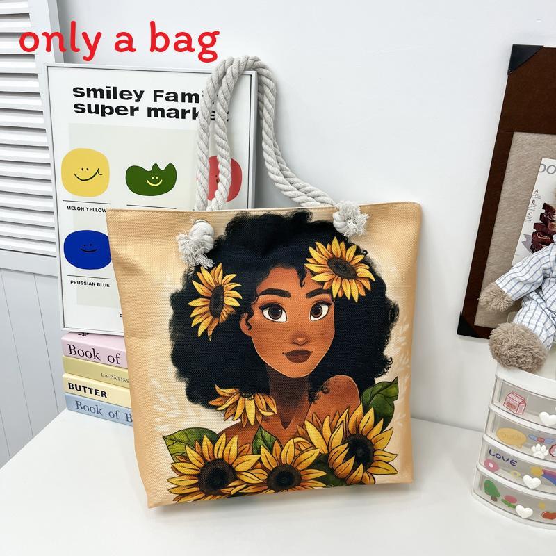 Cotton Canvas Tote Bag Female Large Capacity With Drawstring Closure For Travel And Shopping