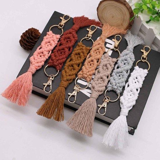

Keychain Pendant Cotton Rope Braided Tassel Charm Key Chain Key Holder Pendant Bag Car Key Accessory