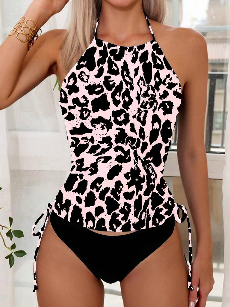 2024 Yellow/Black Beach Backless Retro Bikini Swimsuit for Women
