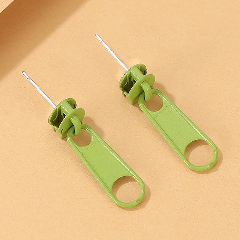 Stylish Multicolor Zipper Earrings Unique Geometric Alloy Design For Women