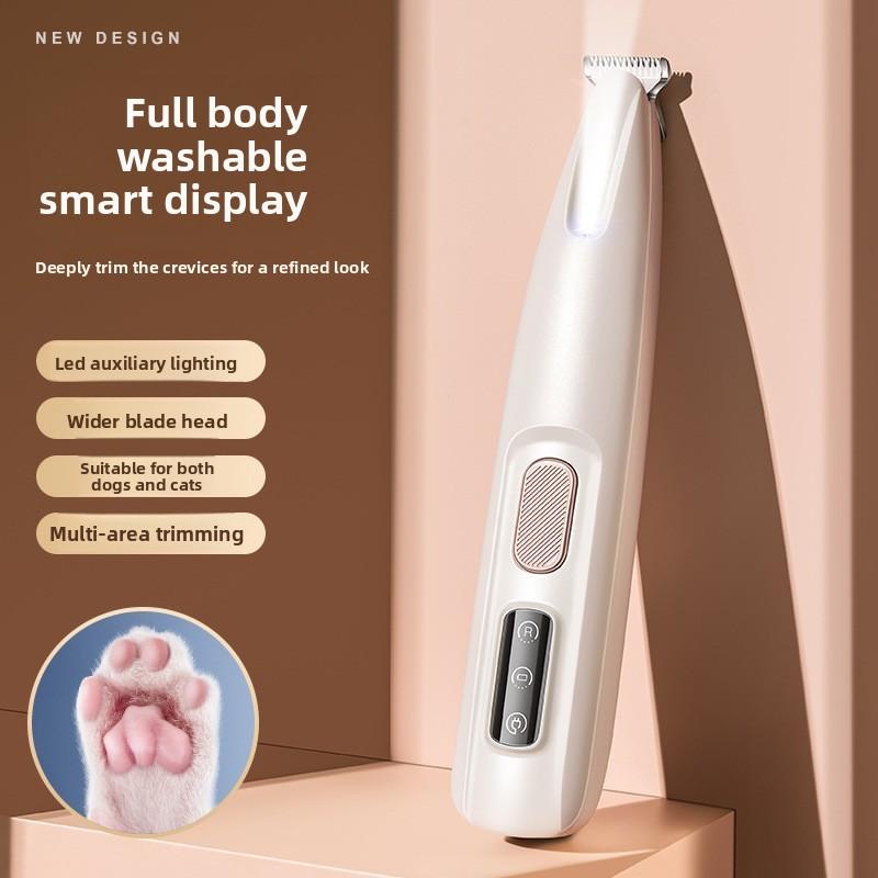 Waterproof LED Light Dog and Cat Foot Hair Trimmer, Pet Foot Hair Trimmer, Rechargeable Electric Clipper with Light for Dog Hair Trimming