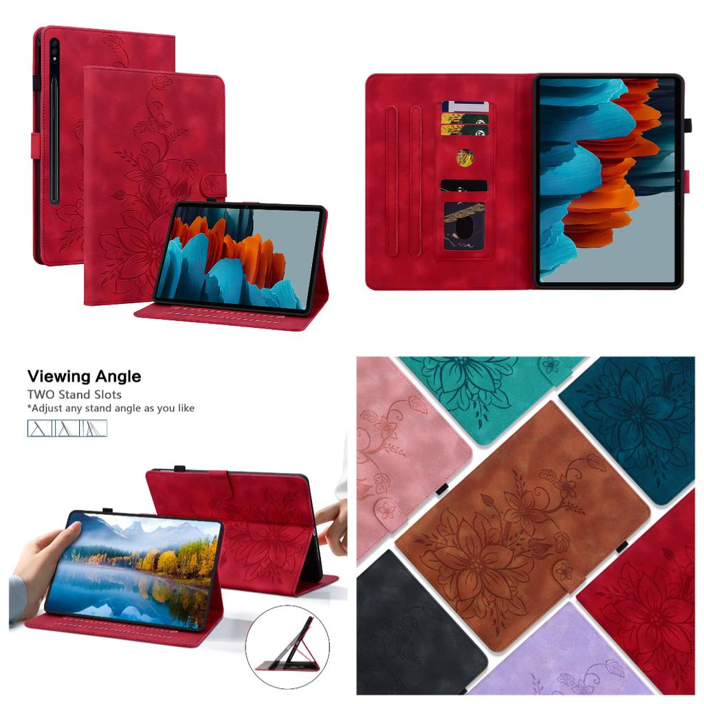 Per Samsung Galaxy Tab S7 FE (Tab S7 FE Wi-Fi SM-T730,SM-T733; Tab S7 FE 5G SM-T736B).Custodia per Tablet in Pelle PU con Squisito Design Floreale Goffrato