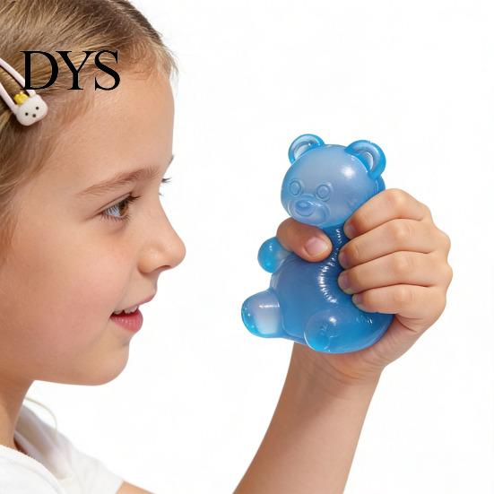 צעצוע גירוי מגע דוב שקוף ללחיצה להקלה על חרדה ומתח צורת כדור סוכר תחושתי רך מתיח דקומפרסיה פידג'ט