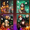 Decorative Glass Decals for Party 4Pcs Halloween Cartoon Window Clings, Pumpkin Ghost Scarecrow Stickers, Waterproof Murals Removable Home
