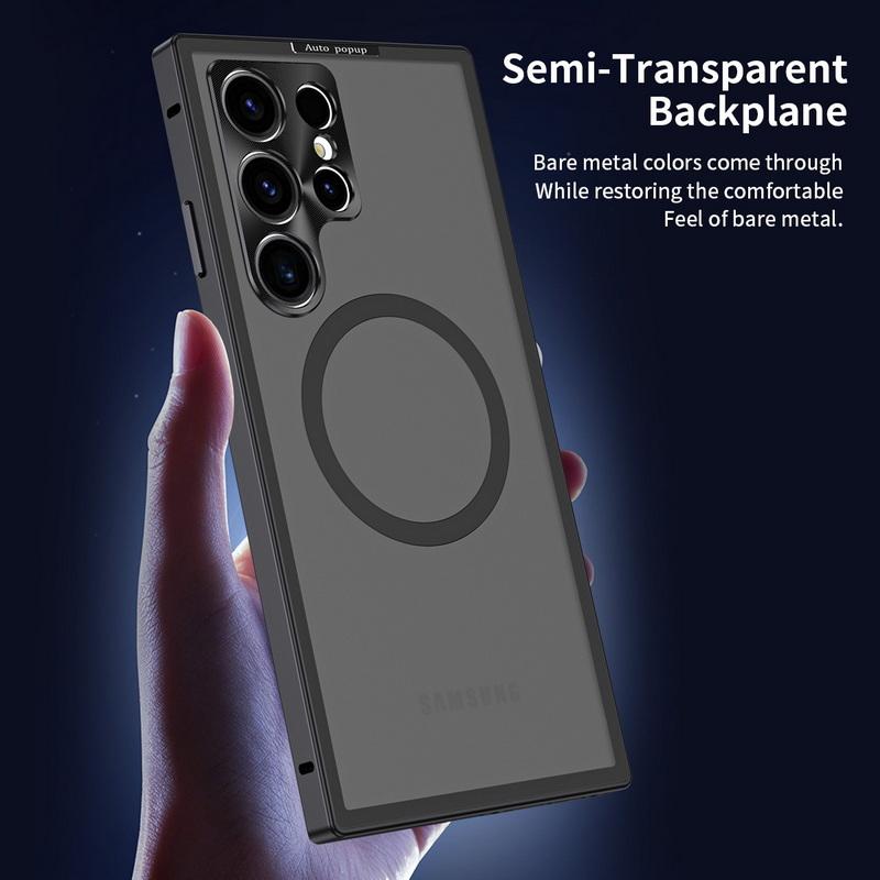 

Металлическая оправа объектива, магнитная крышка для Samsung S23 Ultra S22, противоударный гибридный акриловый чехол из алюминиевого сплава для iPhone 15 14 Pro