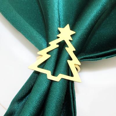 2 pièces Porte-Serviettes Arbre de Noël ajouré Anneaux de Serviette de Noël Boucles de Serviette Dorées pour Décoration de Table de Fête de Mariage de Noël