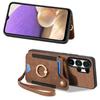Ring Holder Cards Solt Leather Wallet Case For Samsung S25 Ultra S24 Plus S23 A16 A17 A07 Magnetic Kickstand Pocket Strap Cover