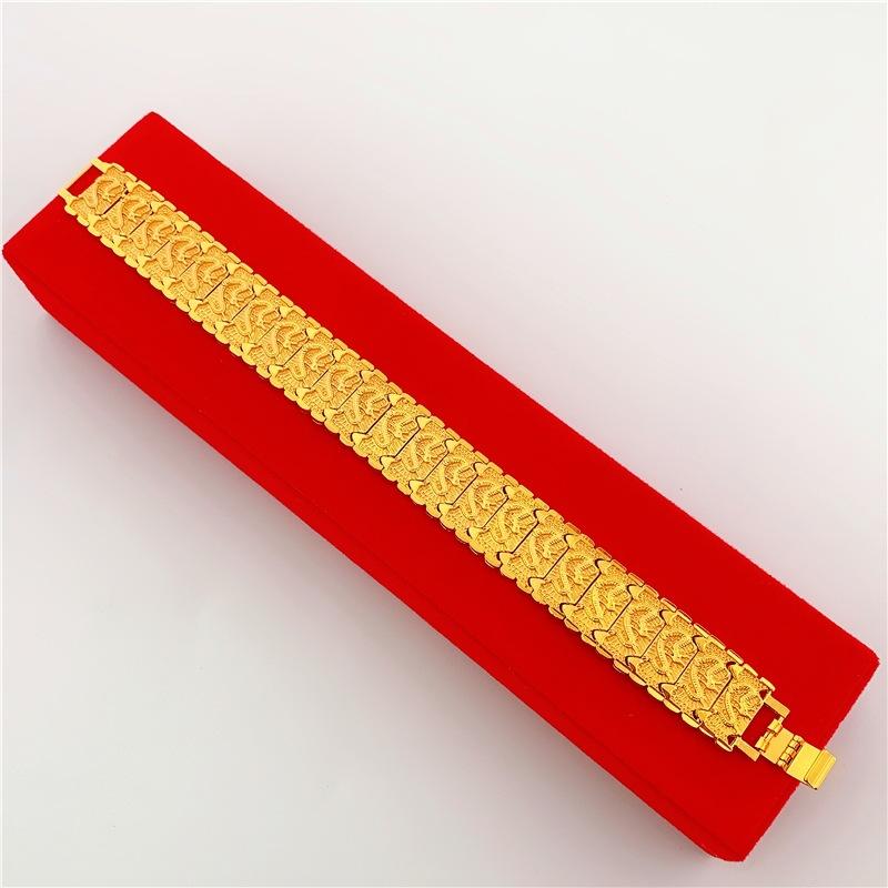 Bold Macho Thick Dragon Pattern Couple Bracelet 24K Gold AU999 - Thick Bold Design, 3D Dragon, Matching Couple Style