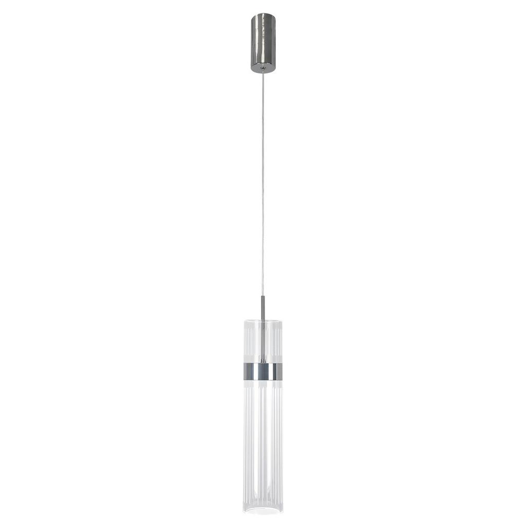 Lampa Wisząca Nowoczesna Ozdobna Przezroczysta Tuba Elementy Chrom Zmienna Barwa Led 6W Ambiente Light Prestige