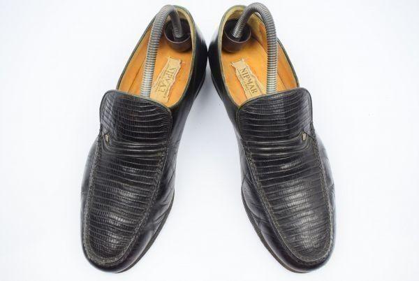 90s NIPMAR Crocodile Leather Slip-on Loafers 25.5-26.5cm 8 Brown Italy(USED)