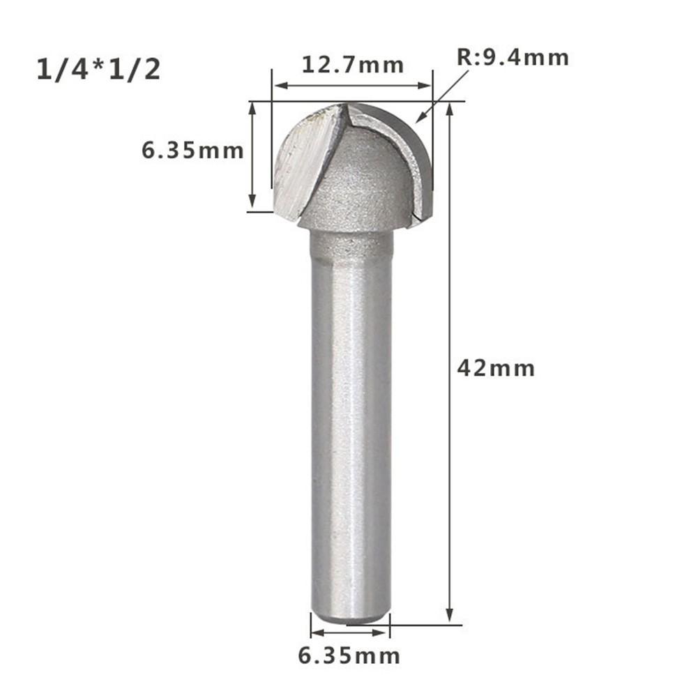 Heavy Duty Milling Cutter for Woodwork 2 Flute Round Bottom 1/4 1/2 Shank