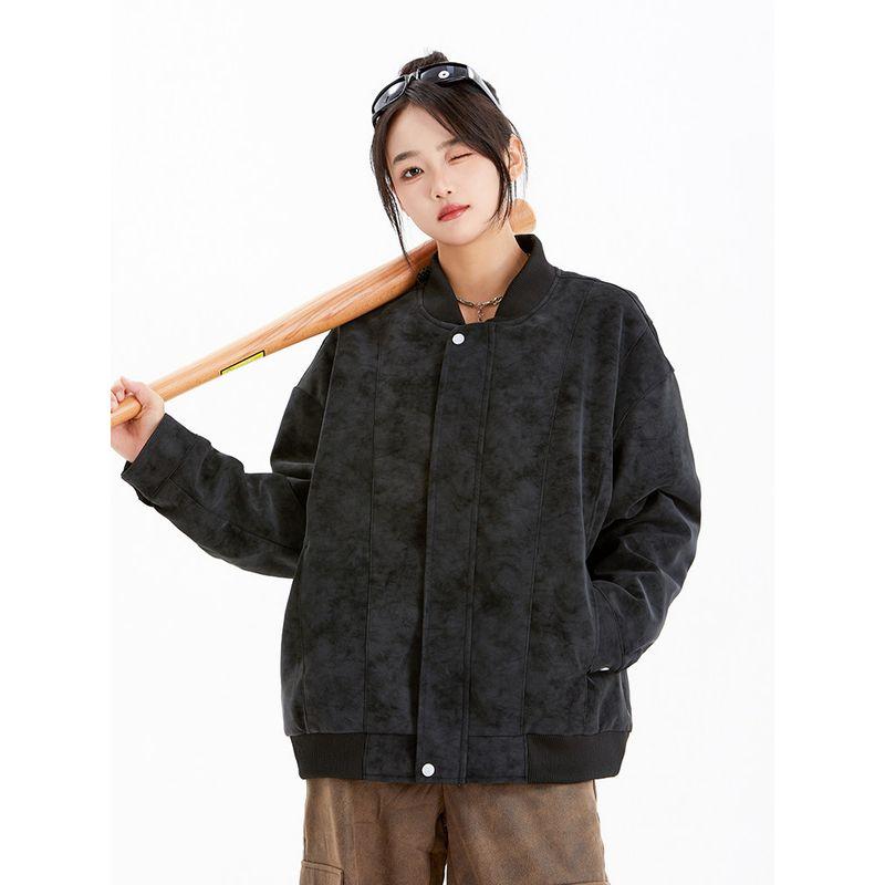 Wassup American Retro Lapel Leather Jacket for Men, Autumn and Winter New Trendy Brand Loose Suede Jacket Casual Jacket for Women