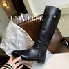 Noble French Coin High-Top Chunky Heel Over-the-Knee Slimming Knight Boots for Women - Autumn/Winter