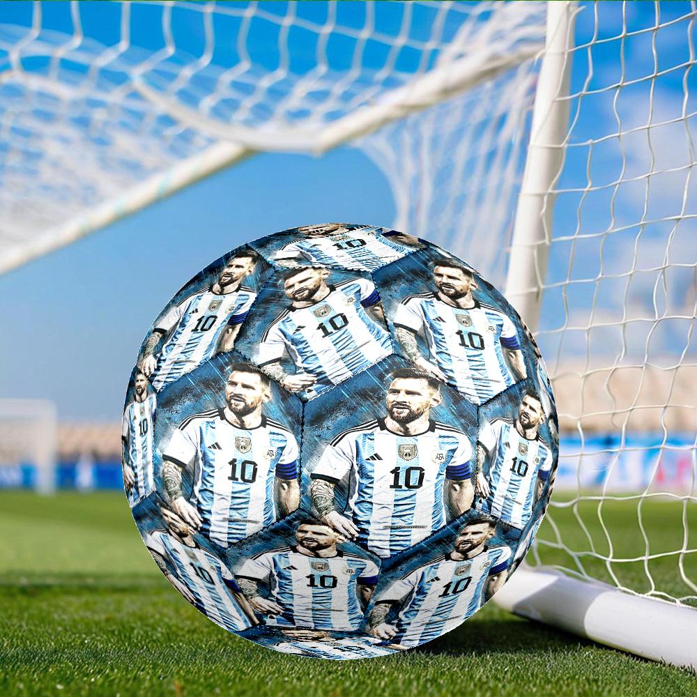 Lionel Messi With World Cup Trophy Size 5 Soccer Balls, Anti-Slip, Protective Football, Outdoor Sport, Practice Games, Birthdays Gift for fan
