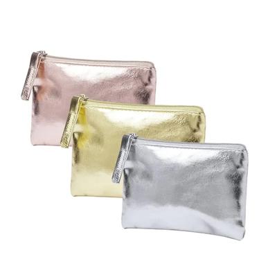 New Silver Gold PU Leather Coin Purse Wallet Simple Fashion Waterproof Coin Bag Portable Card Holder Key Coin Earphone Pouch