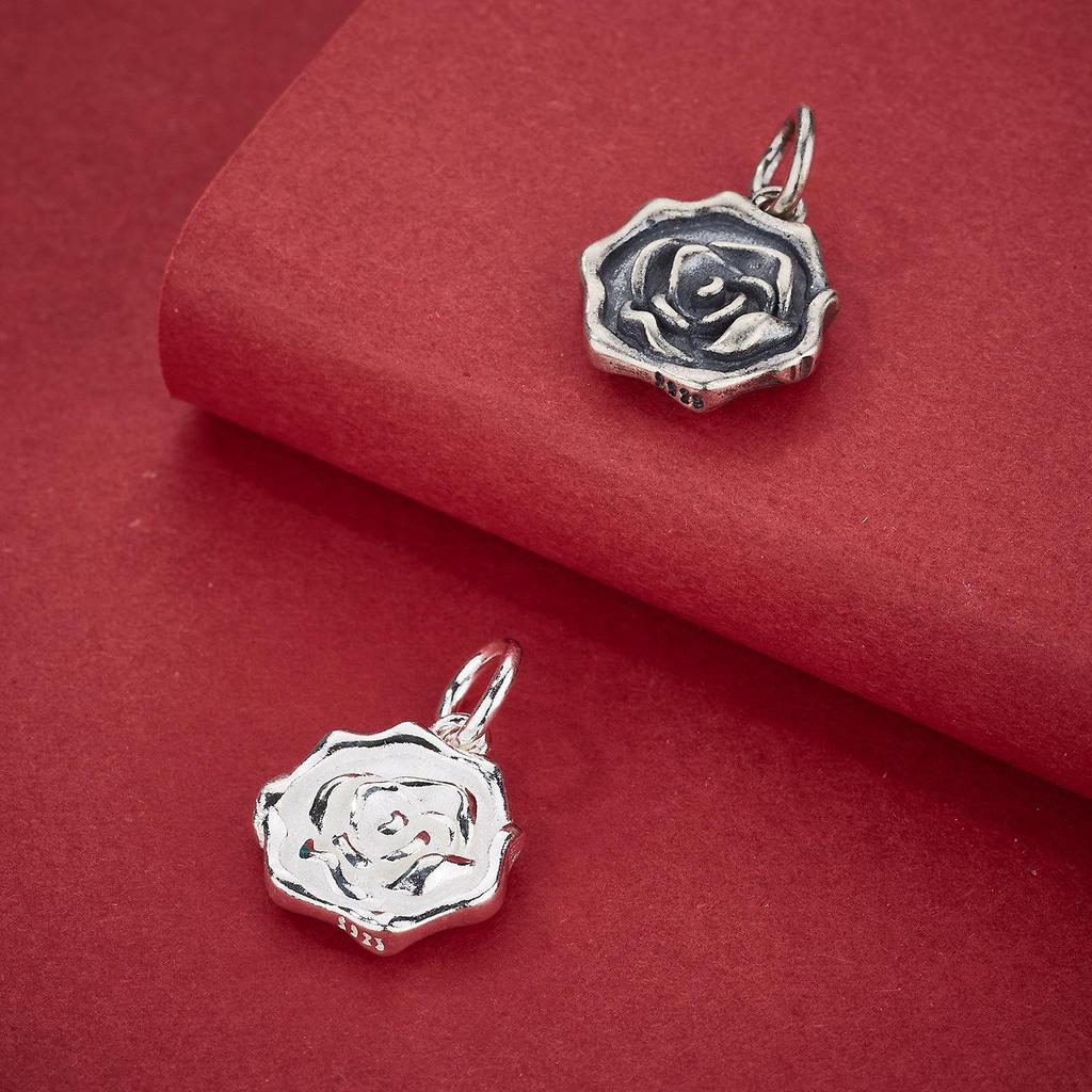 Sterling Silver Rose Flower Pendant & Charm for DIY Bracelets/Necklaces