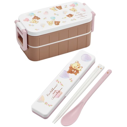 Skater Bento Box 600ml Antibacterial 2 Tiers for Women Korilakkuma & Kogma Made in Japan YZW3AG-A