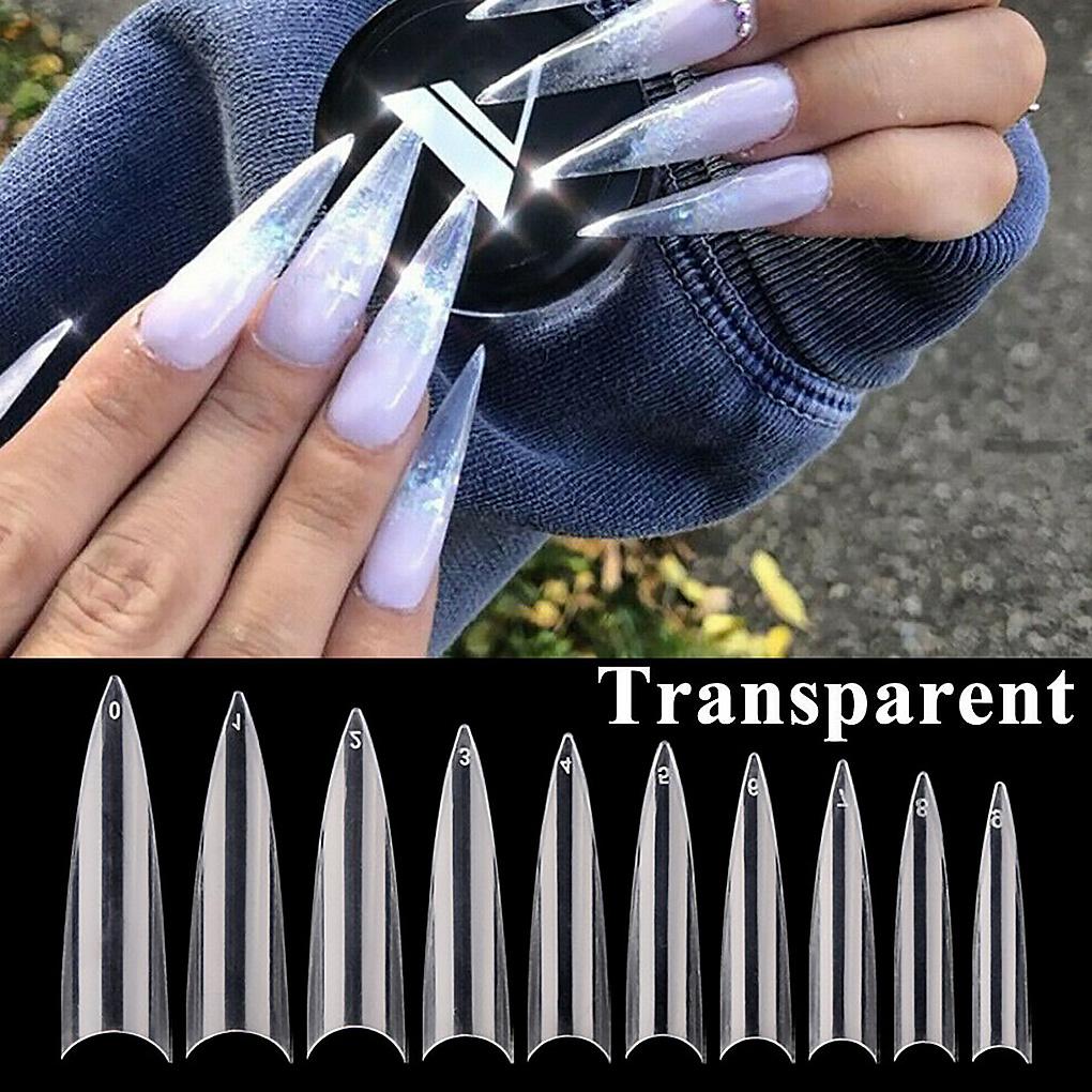 600pcs Long False Tip Acrylic Coffin Shape Half Cover Tip Manicure Art Accessory