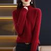 Half Turtleneck Knitted Sweater for Women Warm and Casual Pullover Solid-color Loose Sweater Autumn and Winter Top