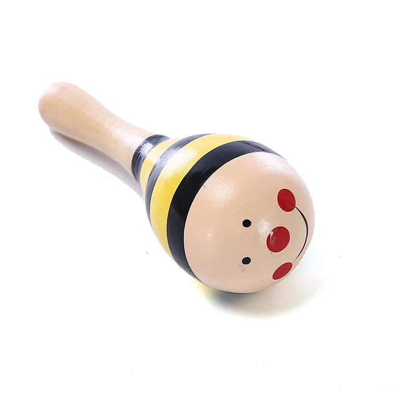 Wooden Cartoon Baby Maraca Rattle Toy, Grip-Friendly for Ages 0-3, Educational Sand Ball