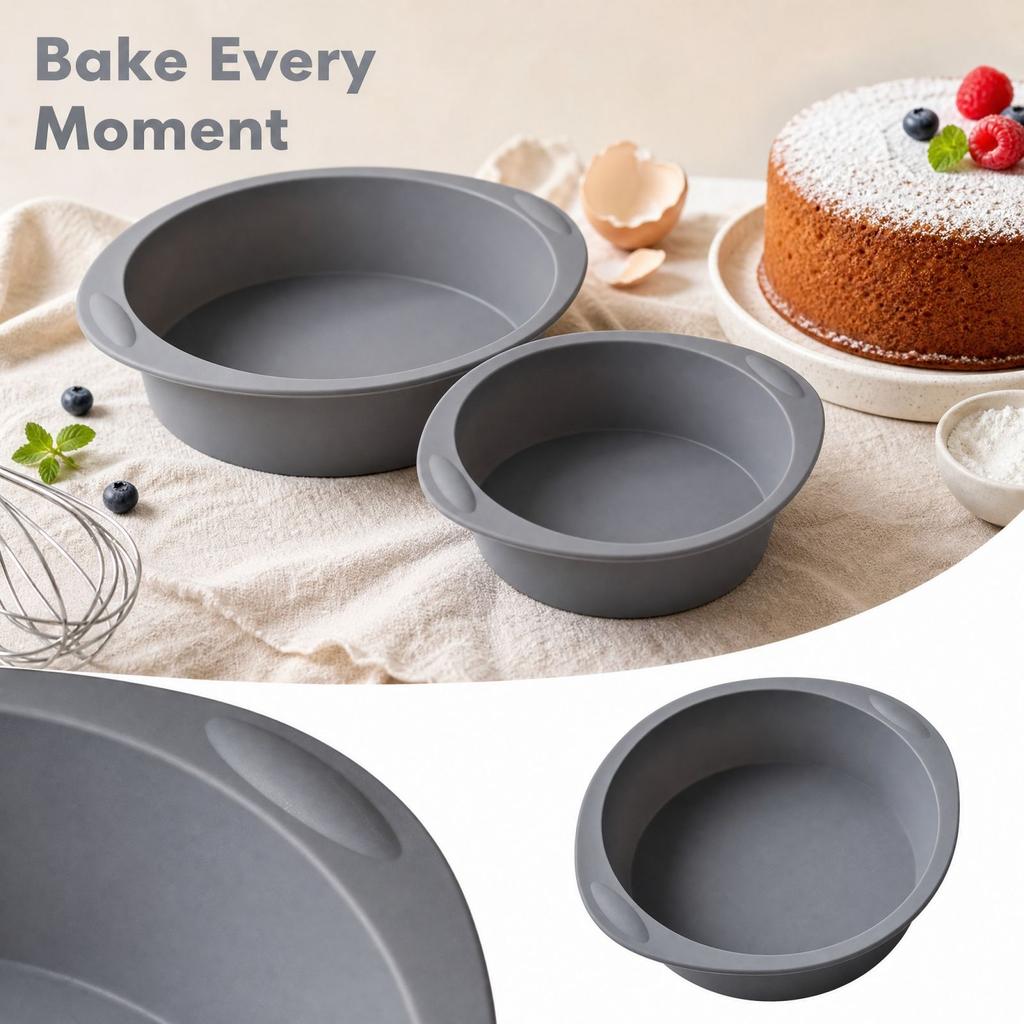 Round Silicone for Baking, Flexible Reusable Pan for Homemade Desserts