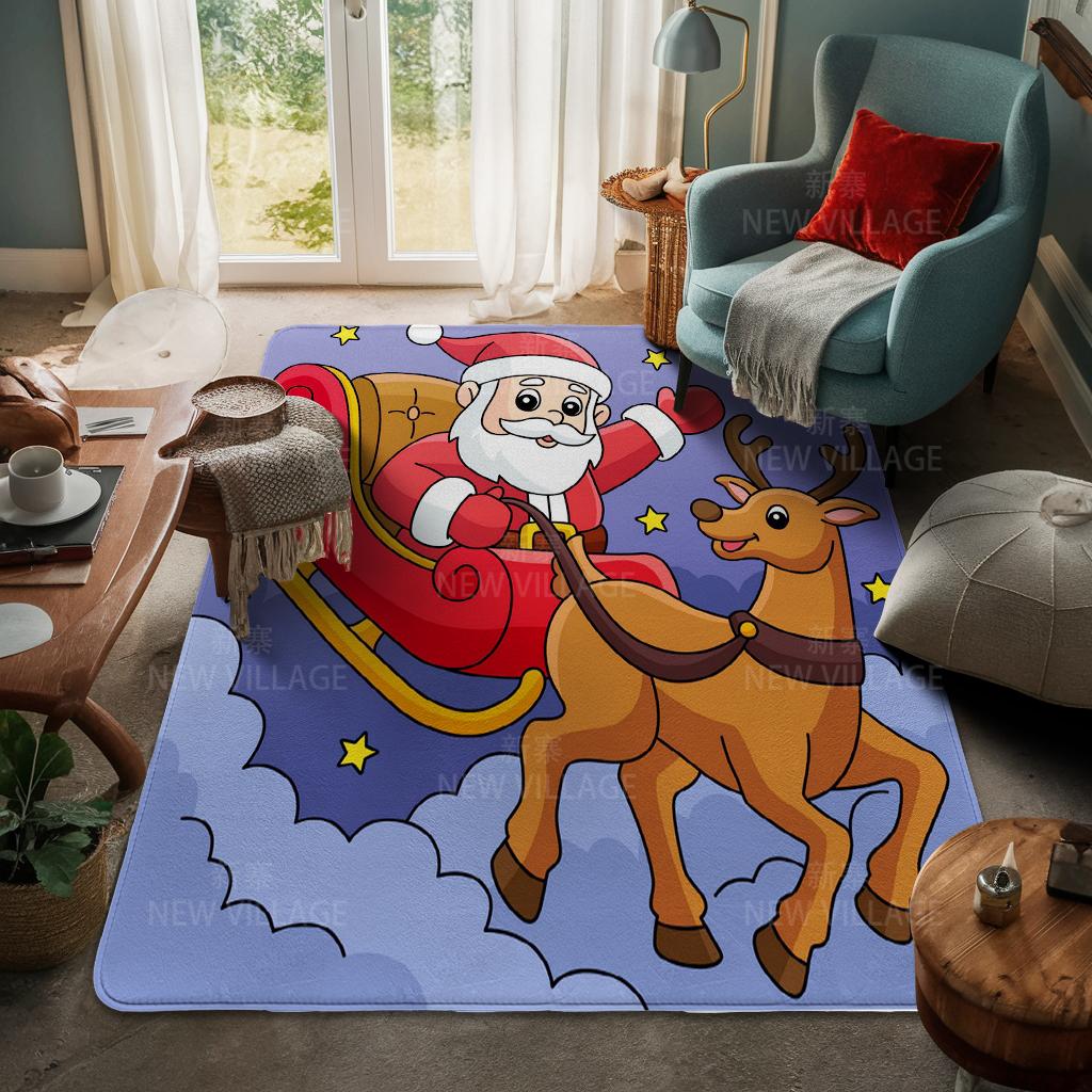 House Entrance Carpet Home Door Mat Living Room Bath Foot Bathroom Non-slip Water Absorption Rugs Bath Merry Christmas Winter