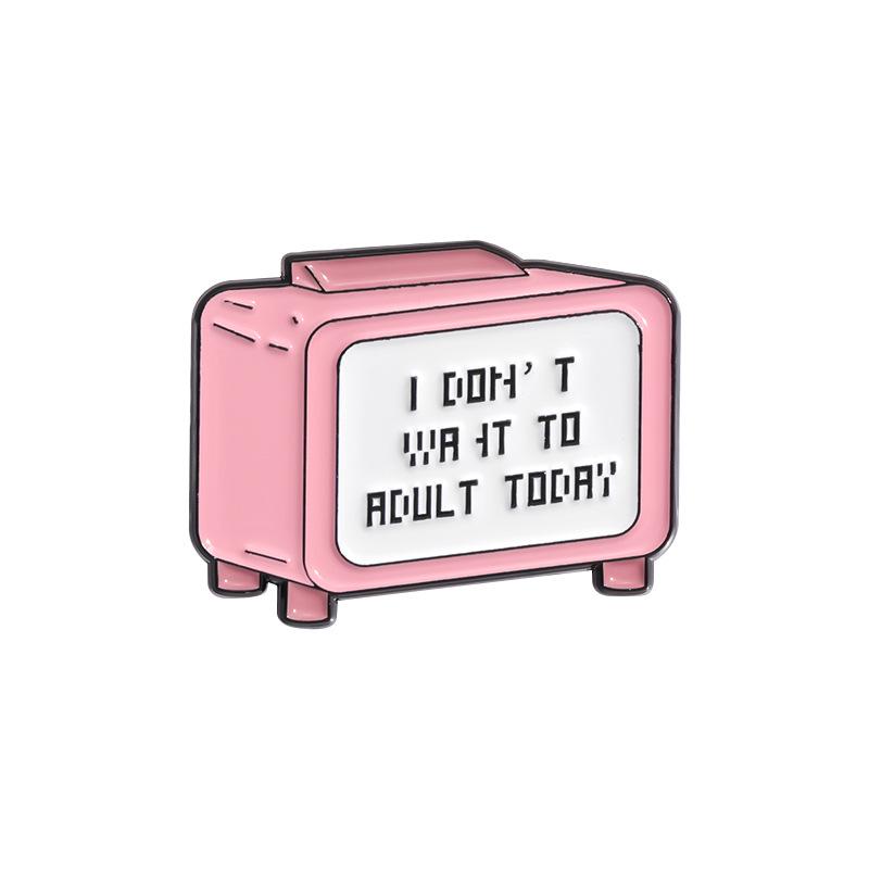 

Pink Cartoon Coffee Maker Fax Machine Brooch - Creative Design Alloy Accessory for Fashion Clothes and Bags