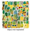 50-Piece Pineapple Suitcase Stickers: Creative Waterproof Cartoon Decor for Scooters, Computers, and Tablets.