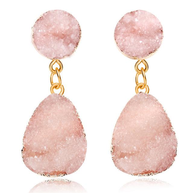 Retro cluster crystal stud earrings, candy-colored water drop earrings for women