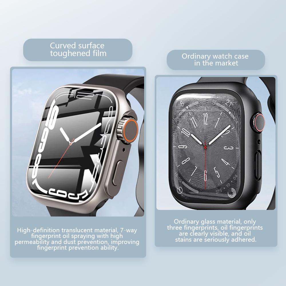 Cambiar a funda protectora completa Ultra 360 para Apple Watch 45mm 44mm Protector de pantalla de vidrio templado para IWatch Series 8 7 6 SE 5