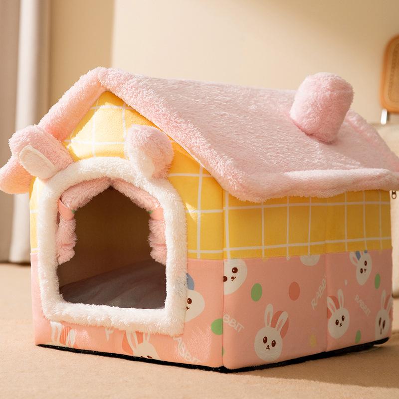 Waschbares Hunde- und Katzenbett - Vier Jahreszeiten, Kleine/Mittlere Rassen, Teddy-Stoff