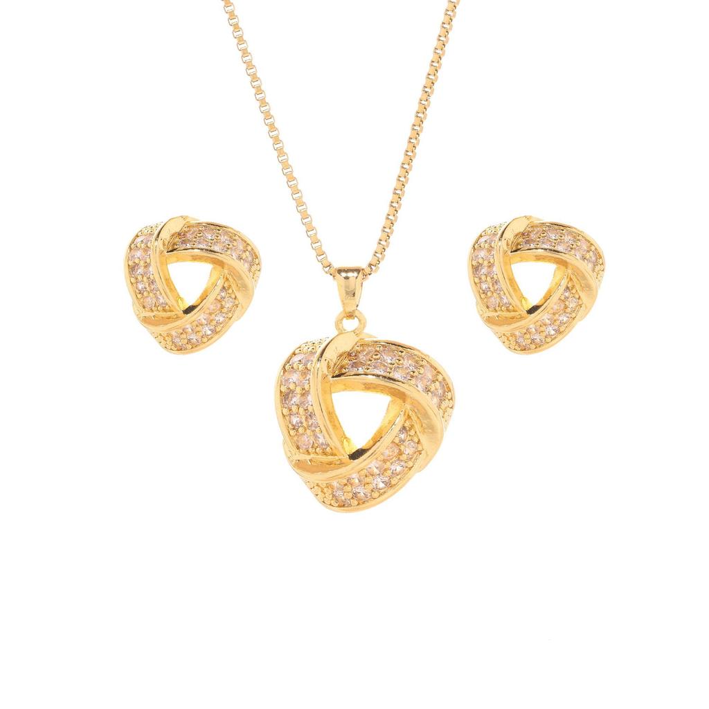 Titanium Steel Zircon Necklace Women'S High Sense Personality Versatile Micro-Inlaid Triangular Couple Pendant Jewelry