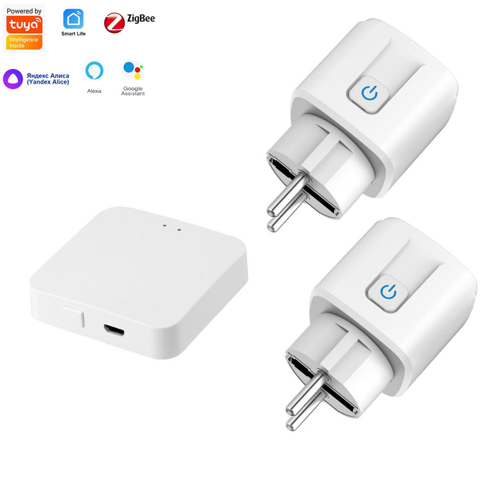 Sixwgh Zigbee Smart Eu-Stecker für Tuya Smart Home Automation Timing Power Monitor Smart Socket Unterstützung Google Home Alexa