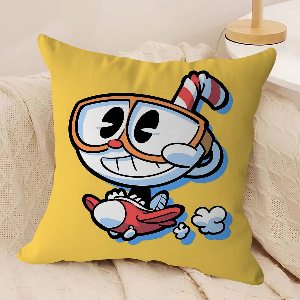 

МИЛАЯ Мультяшная Наволочка C-Cuphead Съемная Моющаяся Наволочка – Всесезонный Мягкий Лен 12x12Inch