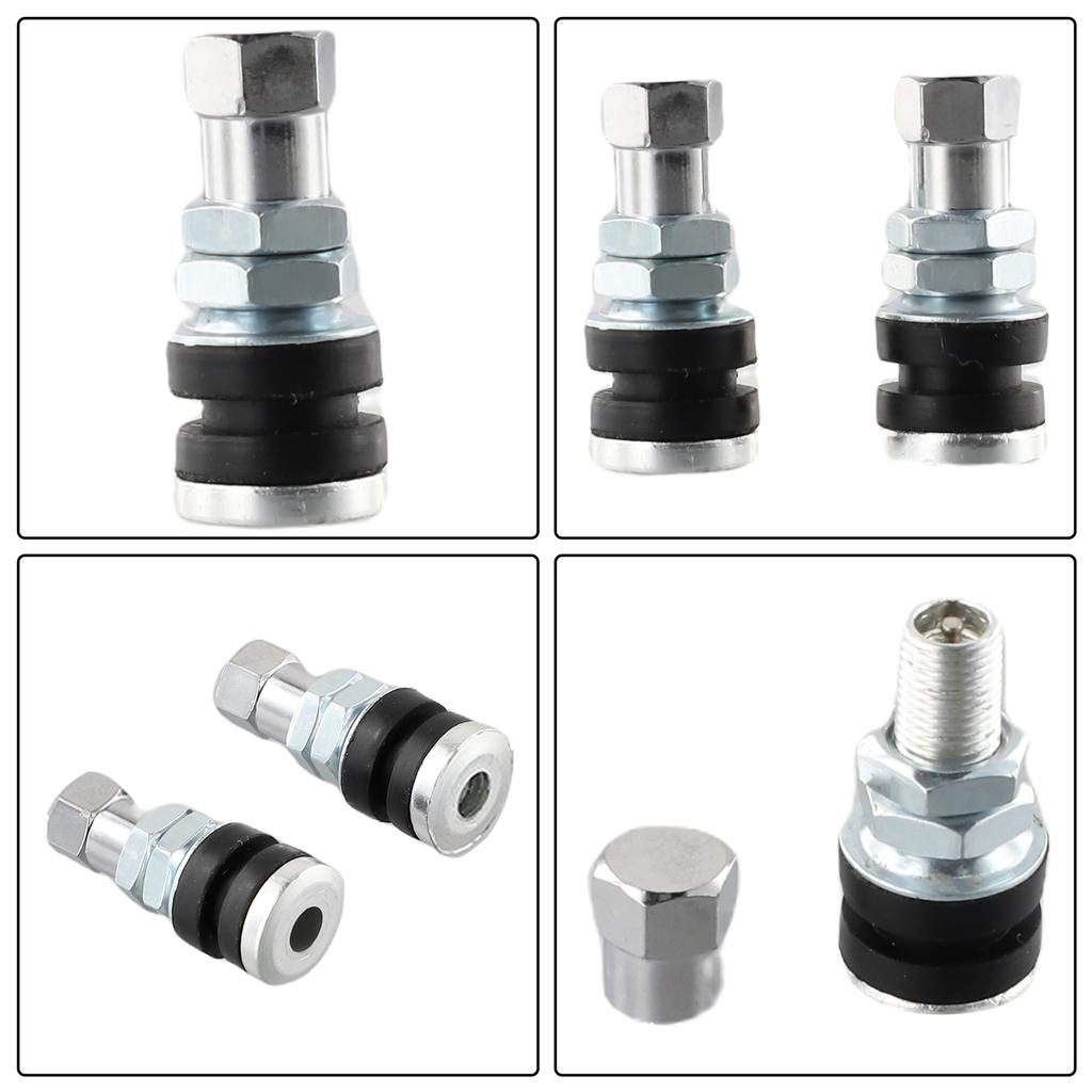 2pcs Car Tire Valve Short Stems Car Tubeless Vacuum Tire Valve Stems Dust Silver Auto Replacement Part Valve Stems 1