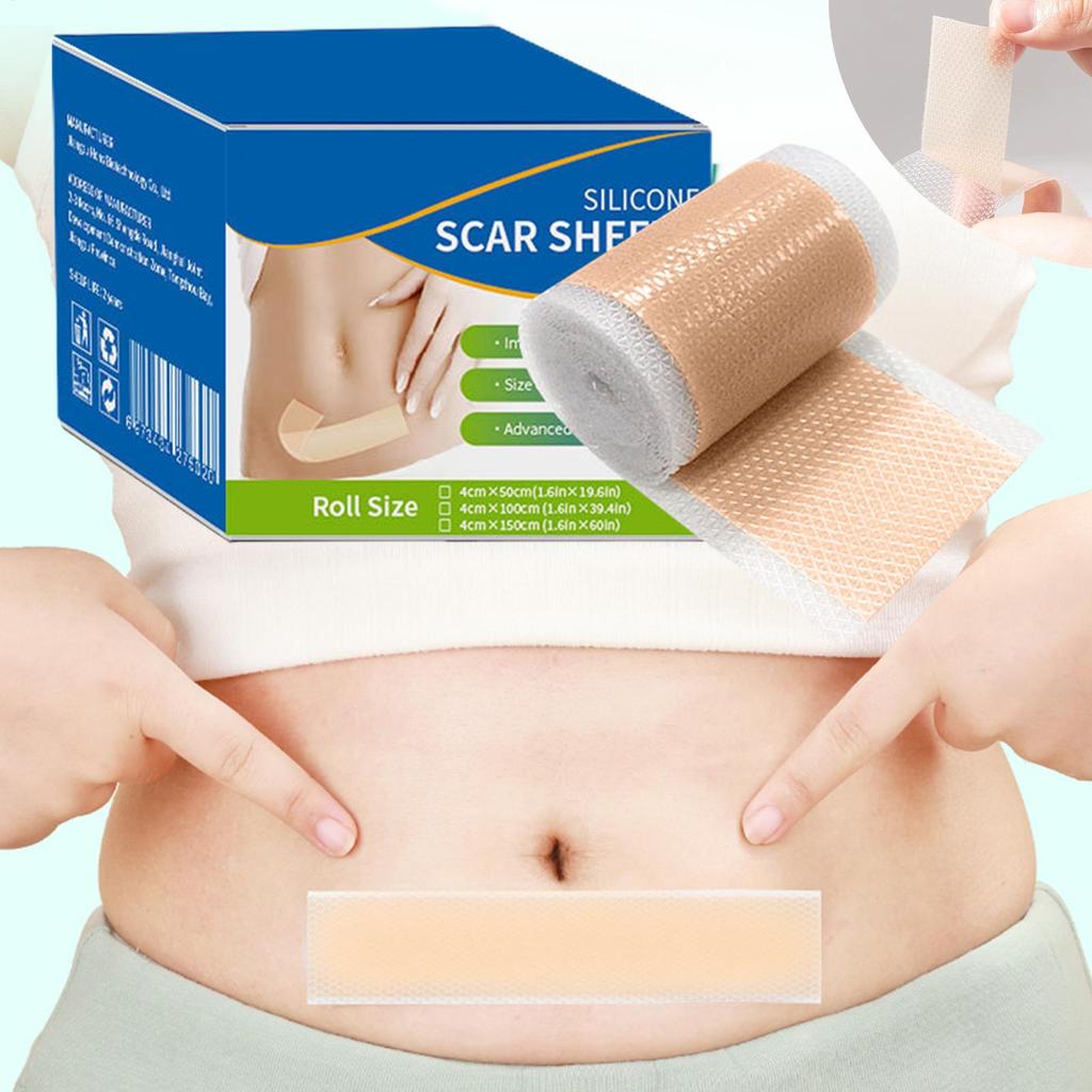 4cmx50cm Silicone Scar Sheet Painless Scar Repair Tape Removal Strip for C-Section Keloid Surgerys Burn Acne Roll Effective Scar