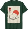 Gatto Bianco Dormiente Arte Giapponese Stile Ukiyo E Maglietta Grafica Casual in Cotone