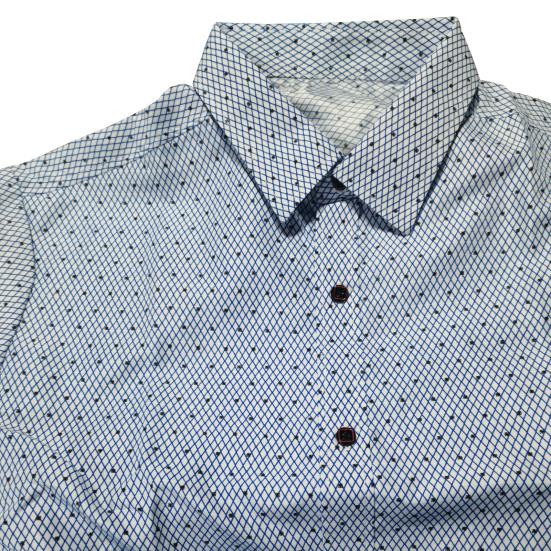 Camicia da Uomo Formale Monopetto Revers Stampa a Pois Camicia Estiva da Lavoro