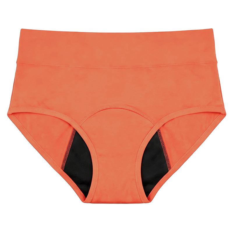 Calcinha Feminina Plus Size para Menstruação, Cor Sólida, Algodão Respirável, Cintura Alta, com Pregas